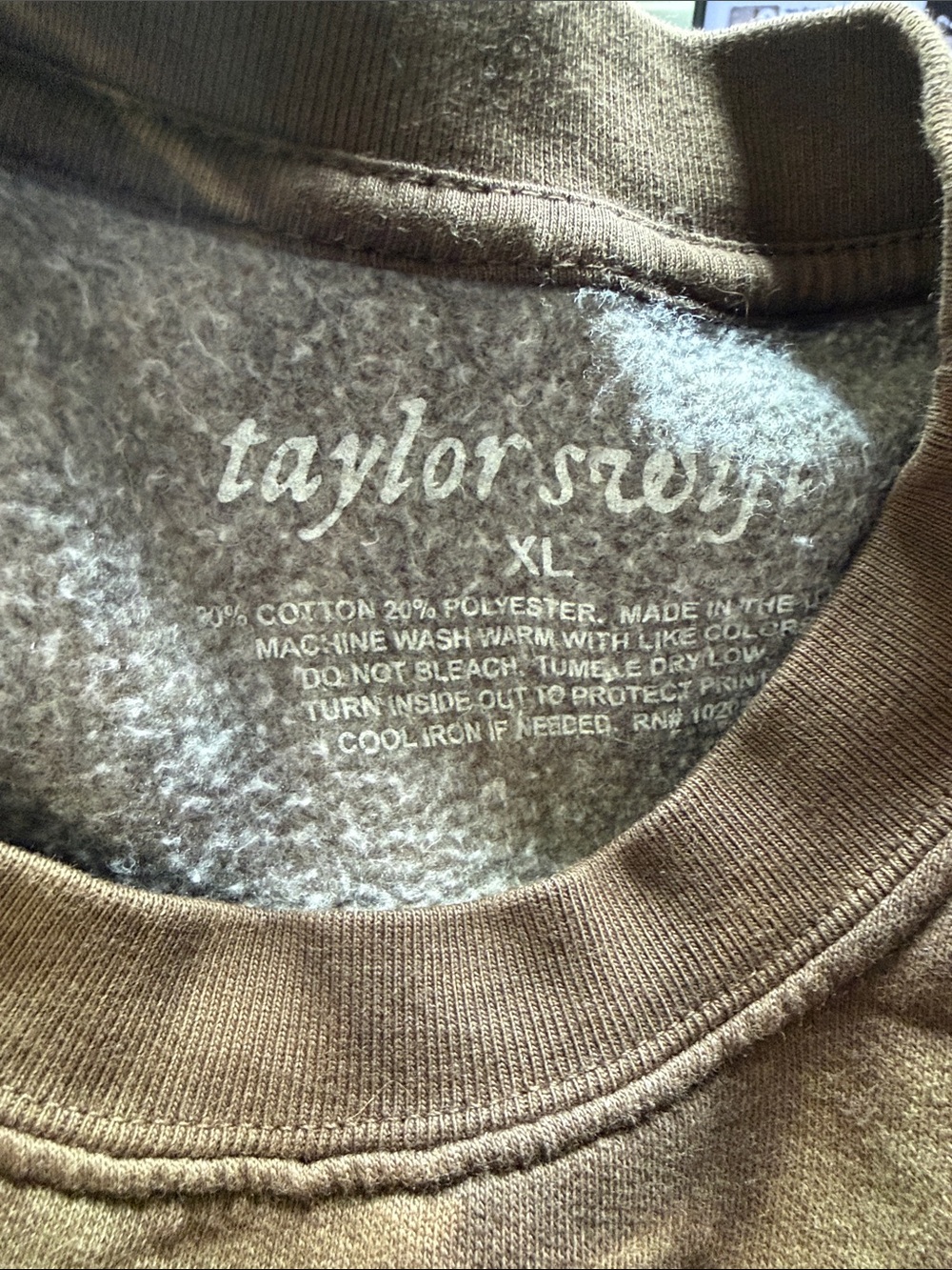 Taylor Swift Your Ivy Grows acid wash brown crewneck sweatshirt evermore Rare XL - Picture 6 of 8
